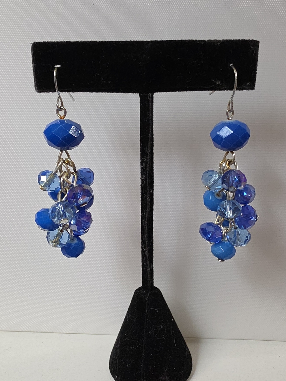 Blue Faceted Cluster Drop Earrings - Women Jewelry